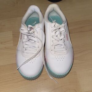 Puma white with blue and pink Sneakers kids Shoes
